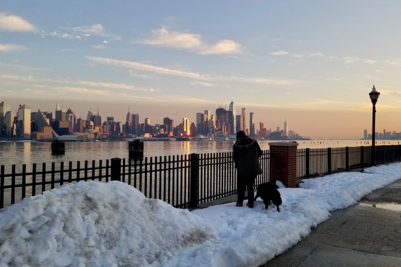 New York'ta kar ve gün batımı 2