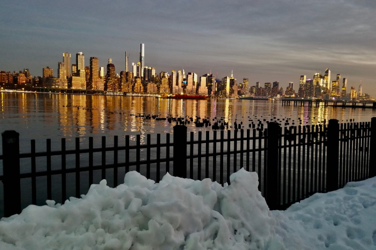 New York'ta kar ve gün batımı 7