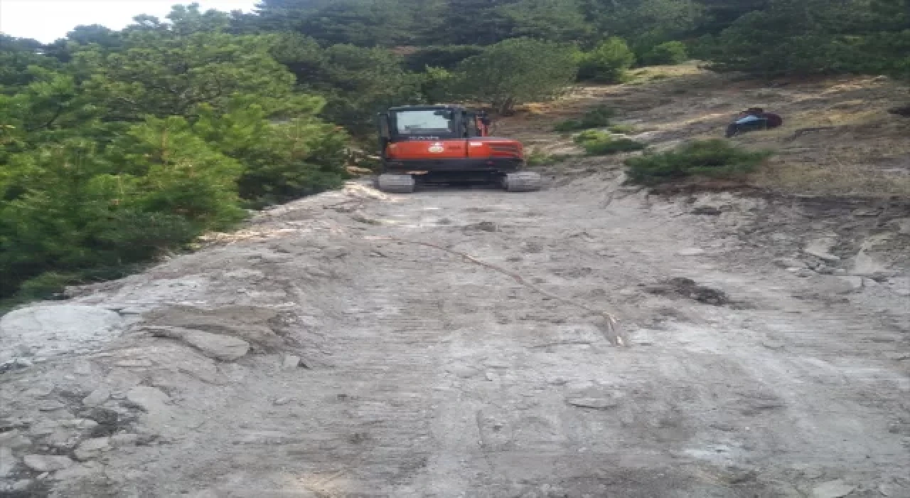 Afyonkarahisar’da eğimli arazide yuvarlanan inek, 1,5 kilometrelik yol açılarak kurtarıldı