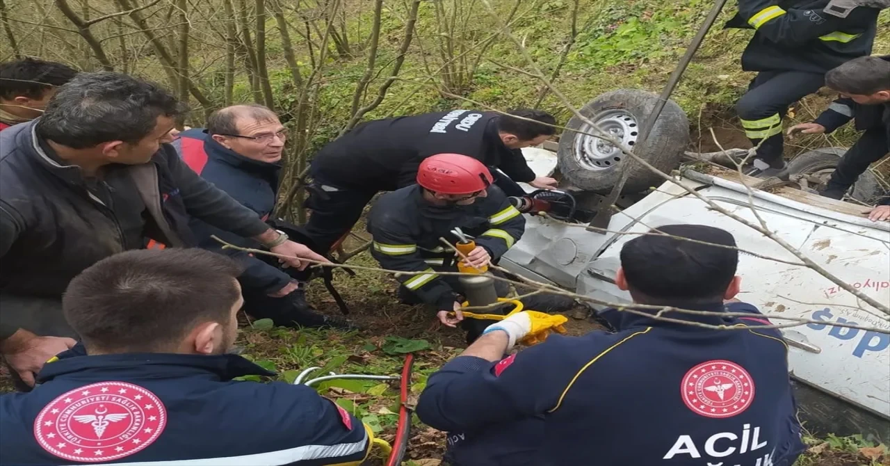 Ordu’da uçuruma devrilen kamyonetteki 3 kişi yaralandı