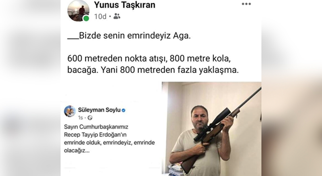 Bir öğretmenden Soylu'ya tüfekli destek mesajı: Biz de senin emrindeyiz