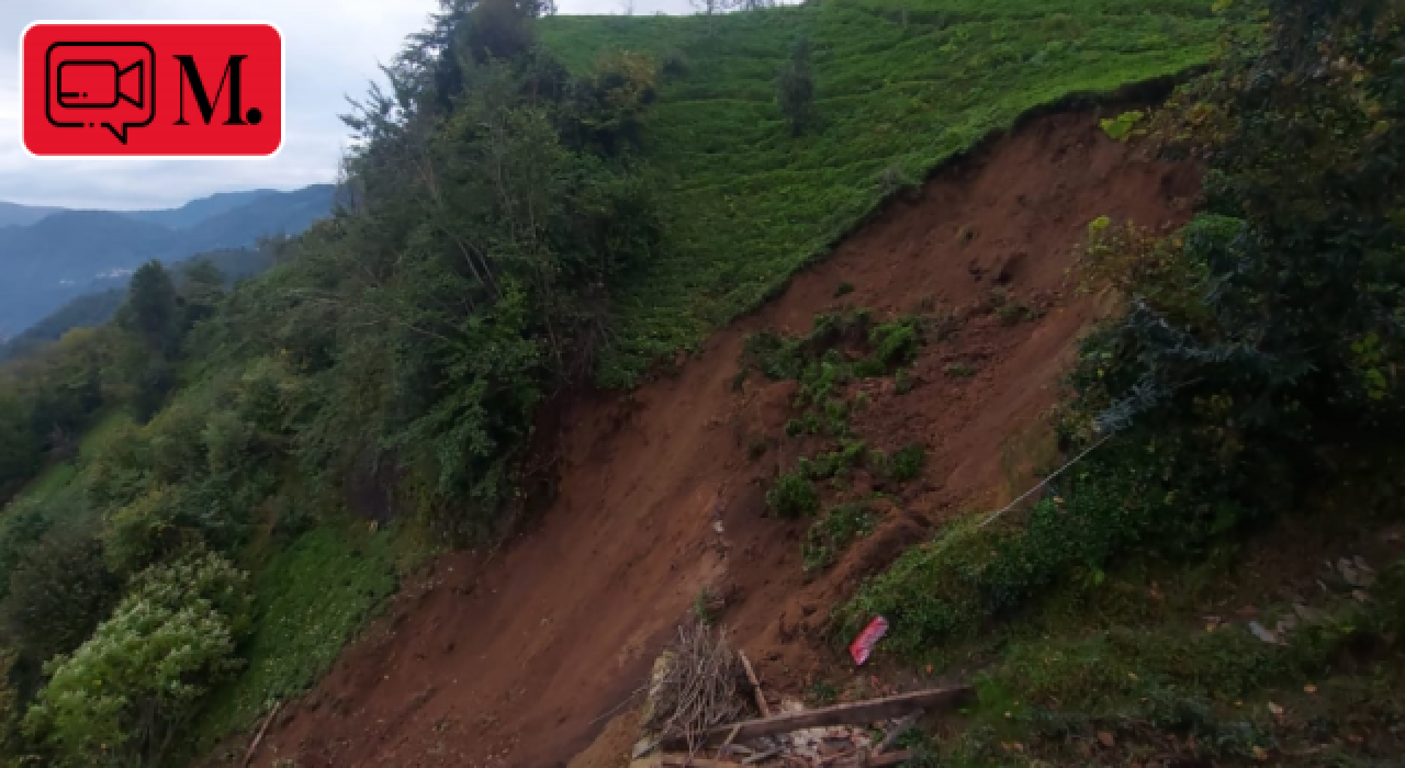 Rize'de heyelan anı kamerada!