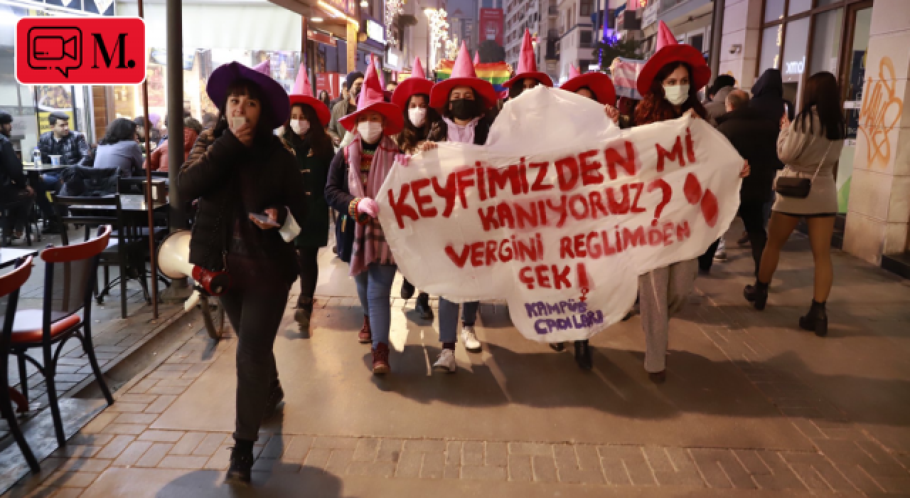 İzmir'de kadınlar pedlerden alınan vergileri protesto etti