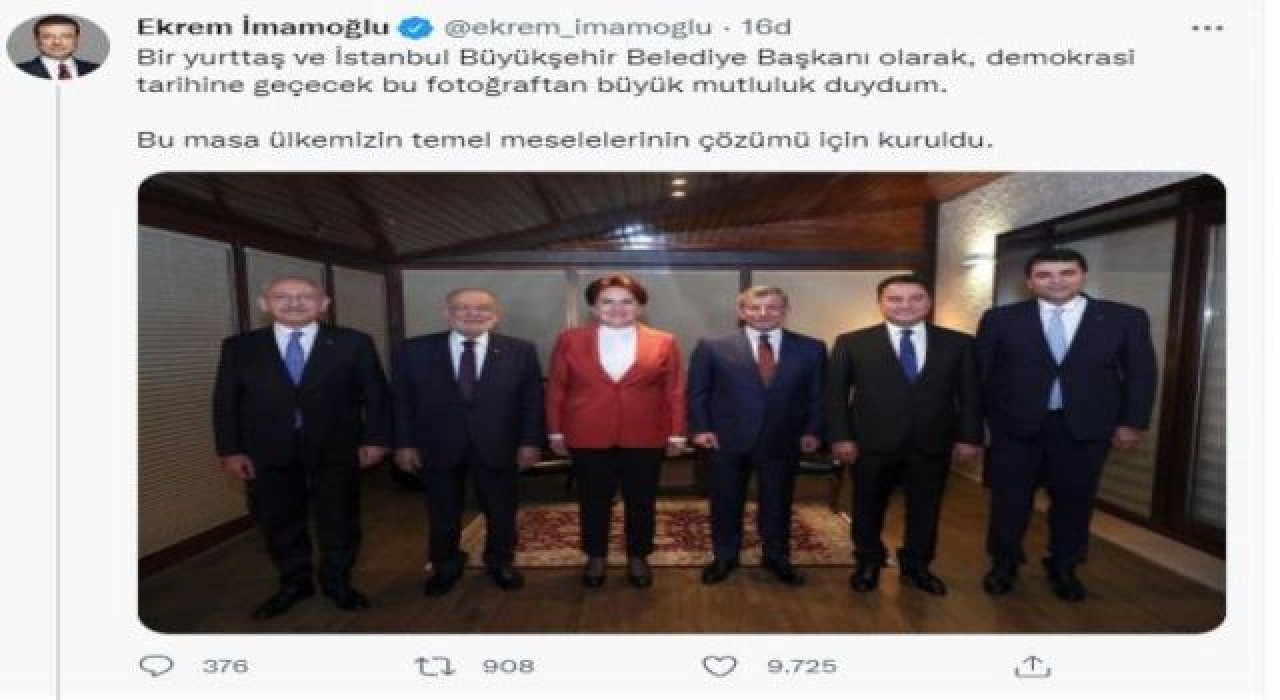 İBB Başkanı Ekrem İmamoğlu’ndan liderler zirvesi paylaşımı