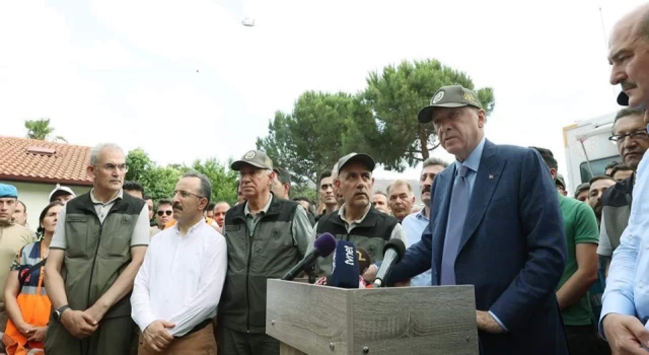 Cumhurbaşkanı Erdoğan yangın bölgesinde konuştu