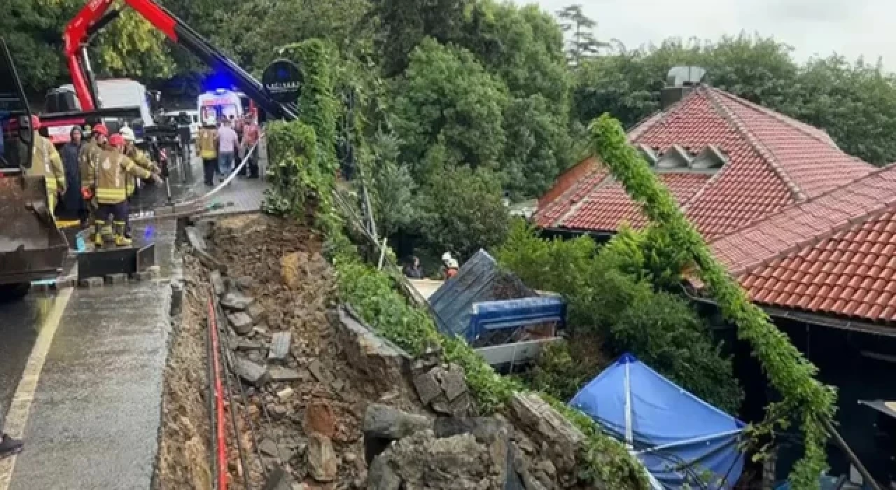 Beykoz'da istinat duvarı çöktü: 1 kişi göçük altında