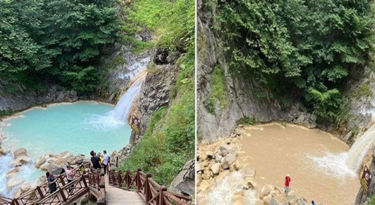 Giresun'un doğa harikası sodalı mavi gölü çamur haline geldi