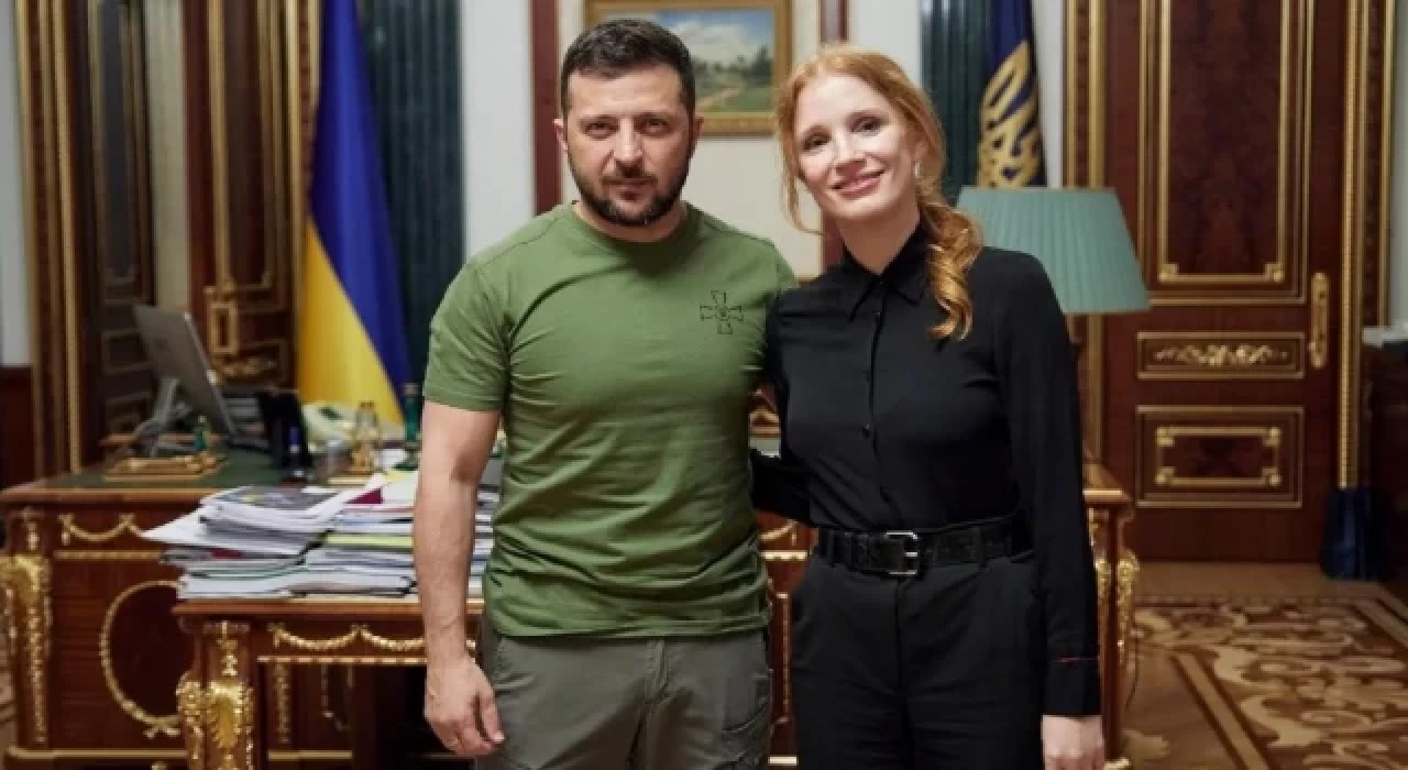 Hollywood yıldızı Jessica Chastain Ukrayna'yı ziyaret etti