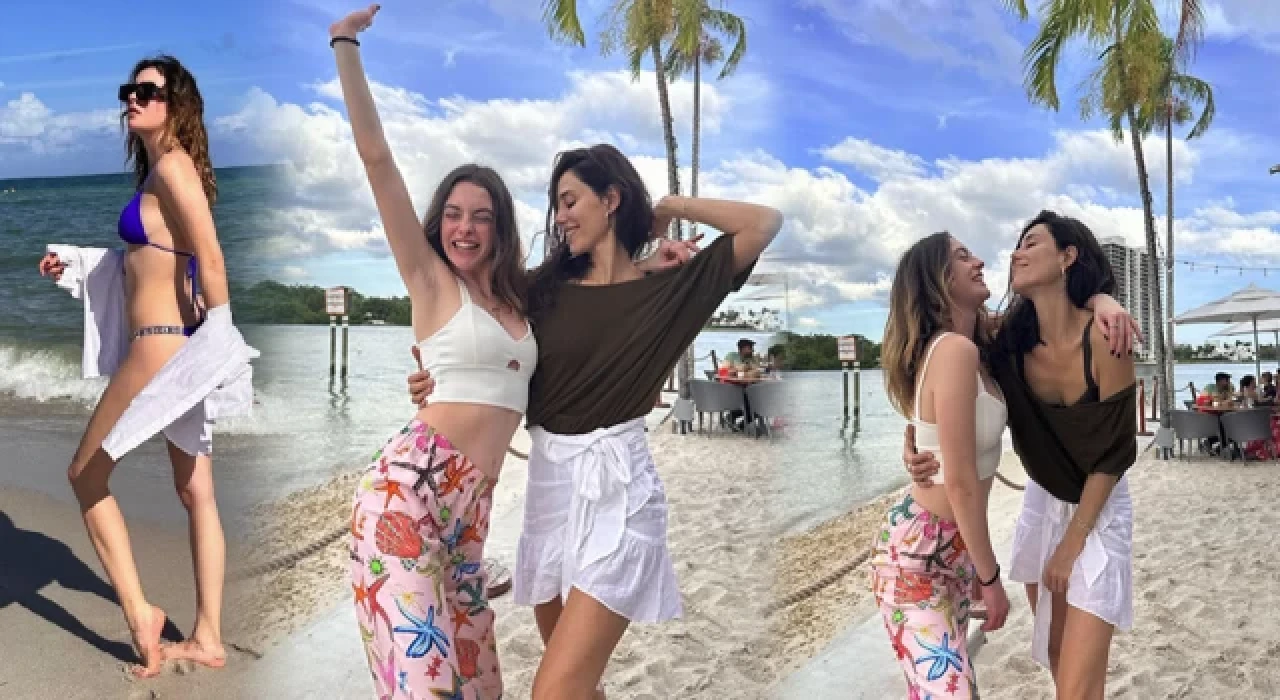 Cansu Dere ile Melis Sezen Miami'de tatilde