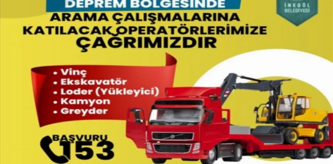 Bursa İnegöl’den operatör ve iş makinesi sahiplerine yardım çağrısı