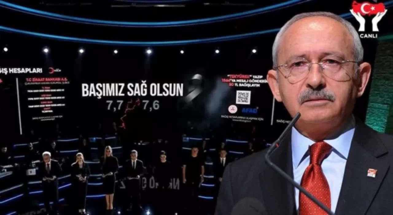 ’Tek yürek’ programına telefonla bağlanan CHP Genel Başkanı Kemal Kılıçdaroğlu, ”Ben de imkanım dahilinde 1 maaşımı daha bağışlıyorum”