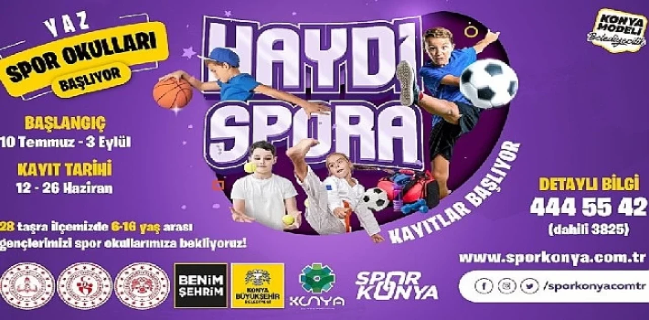 Konya Büyükşehir’in 28 İlçedeki Yaz Spor Okulları’nda Kayıt Heyecanı Devam Ediyor