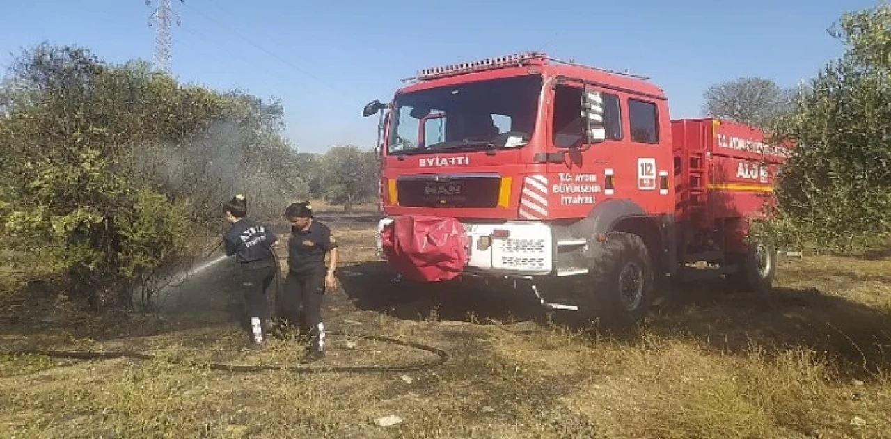 Aydın Büyükşehir Belediyesi İtfaiyesi’nden Umurlu’daki yangına müdahale