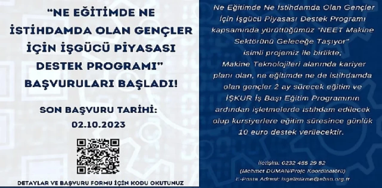 Gençlere günlük 10 Euro harçlık ve makine eğitimi