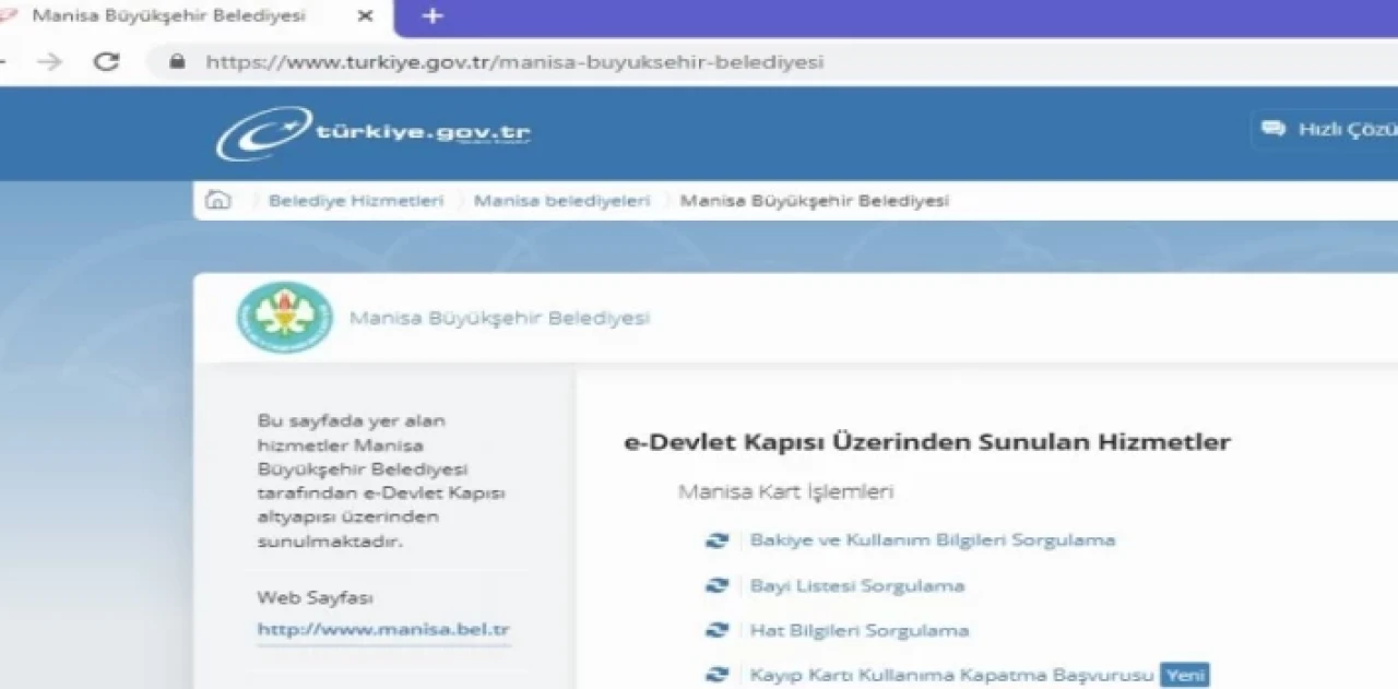 Manisa Kart için e-Devlet’e bir hizmet daha eklendi