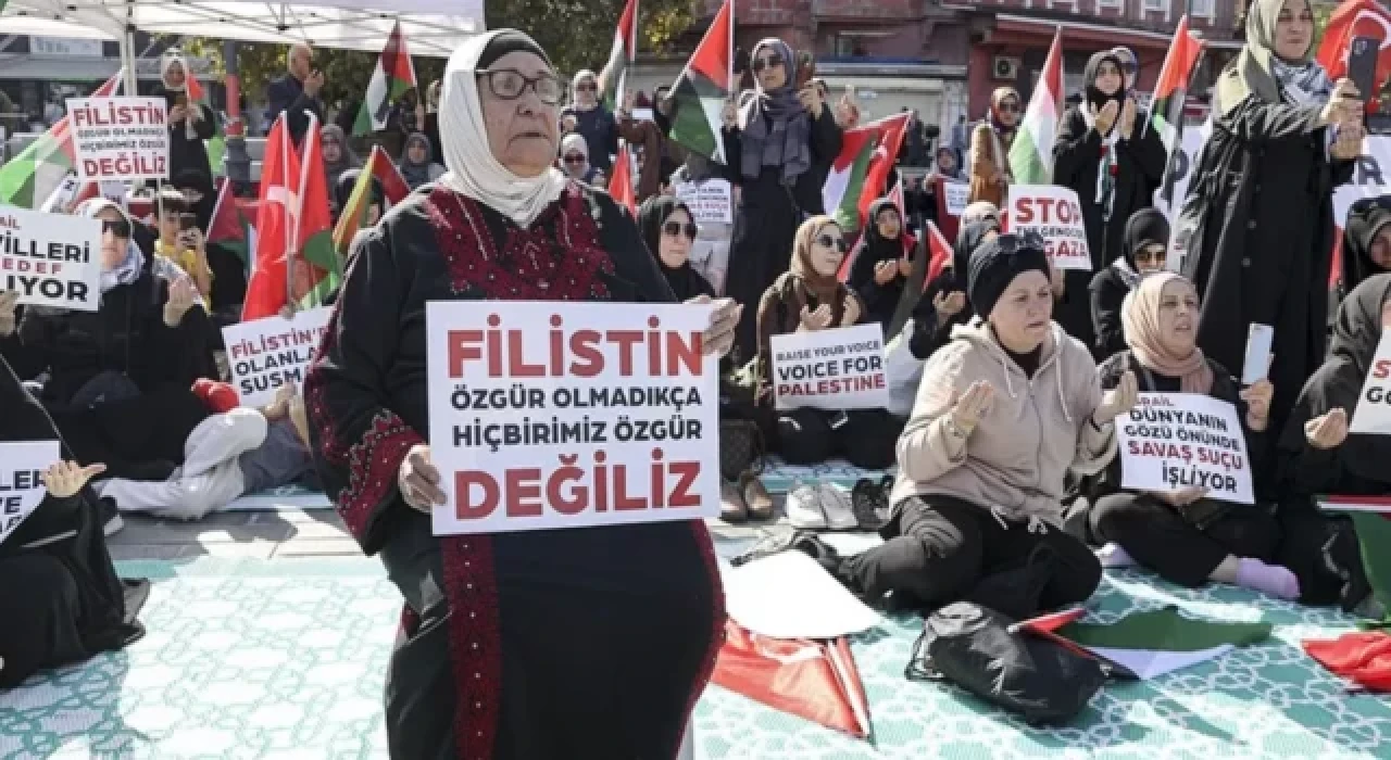 İstanbul'da Filistin'e destek için oturma eylemi