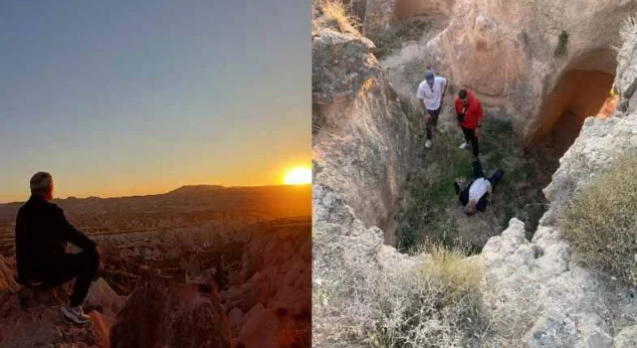 Kapadokya'da fotoğraf çekilmek isterken 6 metrelik kayalıktan düştü