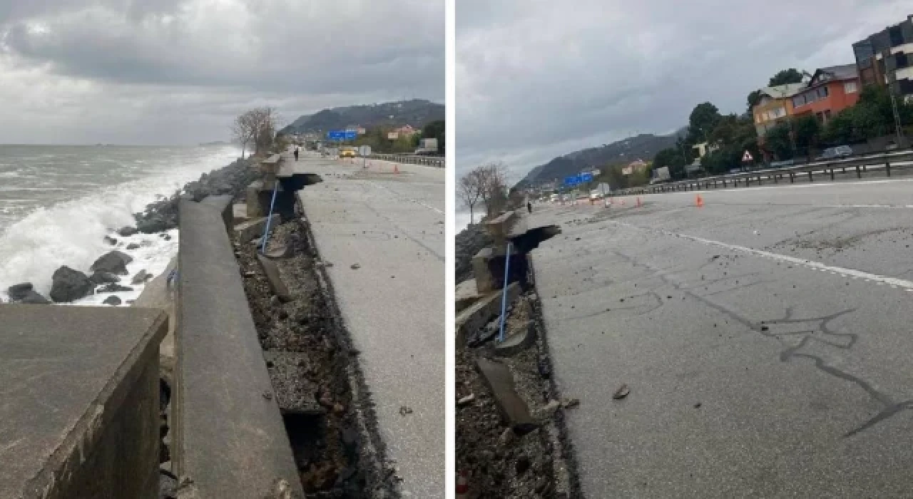 Giresun'da Karadeniz Sahil Yolu’nda çökme gerçekleşti