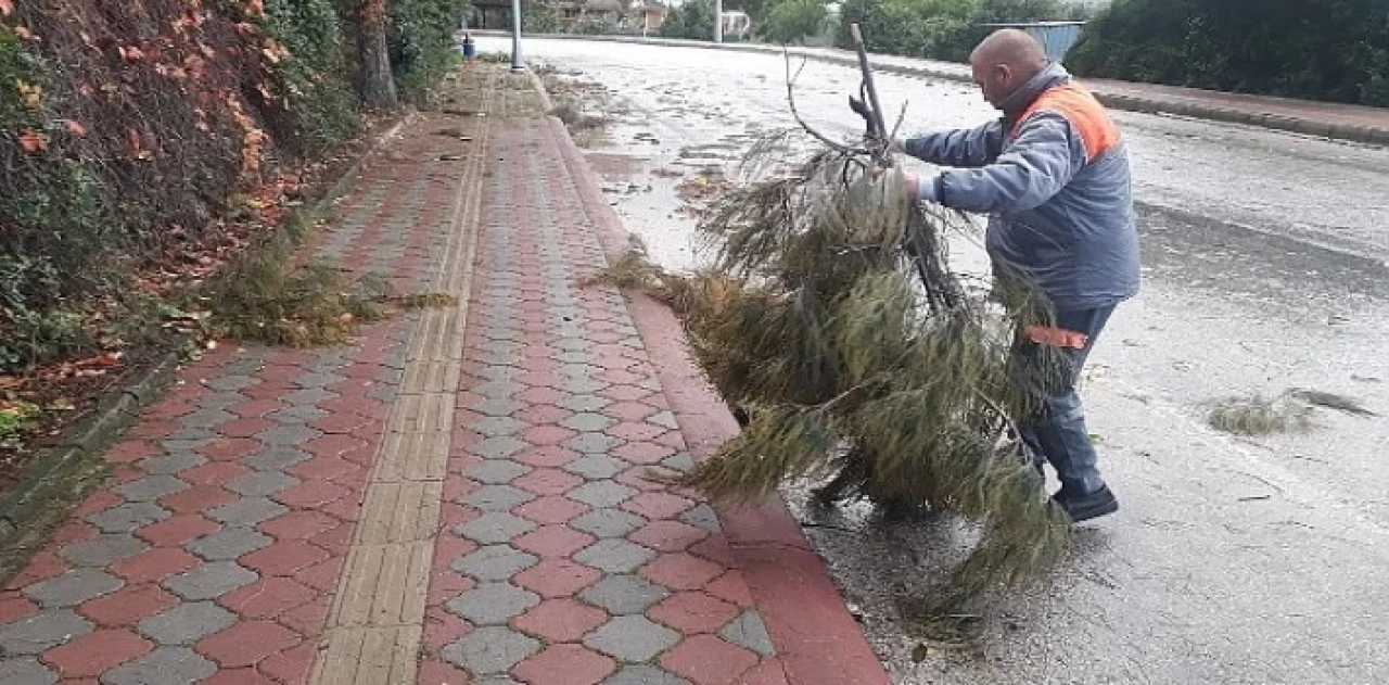 Kemer’de fırtına sonrası temizlik