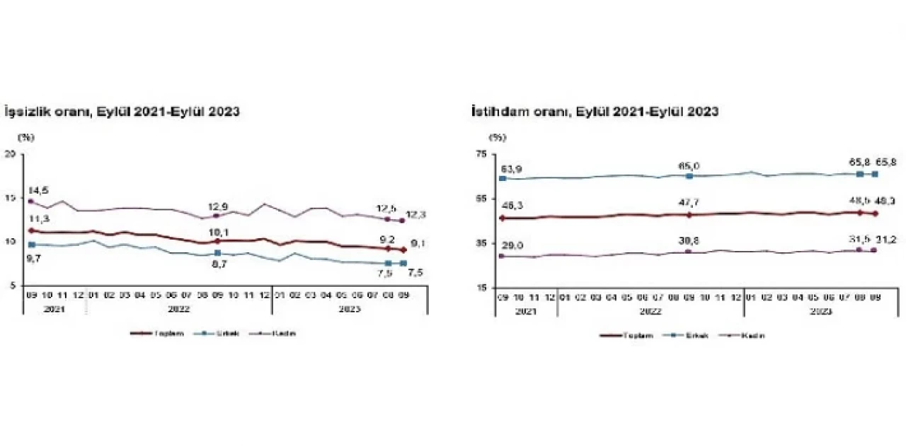 Mevsim etkisinden arındırılmış işsizlik oranı yüzde 9,1 seviyesinde gerçekleşti