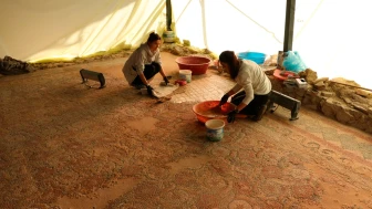 Pompeiopolis Antik Kenti’nde Roma villasından çıkarılan mozaikler yerlerine koyuldu