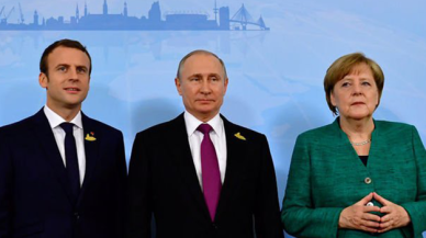 Video konferansla üçlü zirve: Putin, Merkel ve Macron