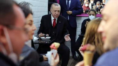 Cumhurbaşkanı Erdoğan'dan dondurmacı ziyareti