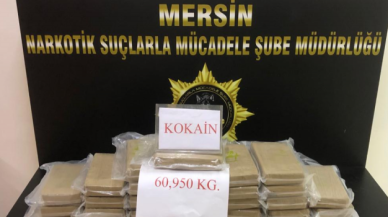 Mersin Uluslararası Limanı'nda 60 kilo 950 gram kokain ele geçirildi