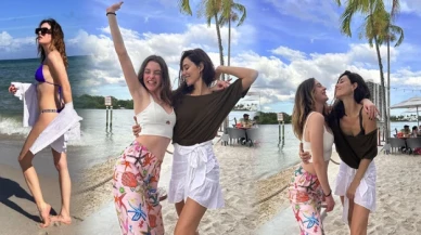 Cansu Dere ile Melis Sezen Miami'de tatilde