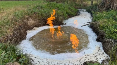 Düzce'deki depremin ardından yanmaya ve köpürmeye başladı