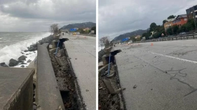 Giresun'da Karadeniz Sahil Yolu’nda çökme gerçekleşti