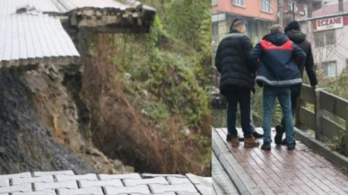 Zonguldak'ta hastaneye giden yol, heyelan nedeniyle çöktü