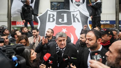 Serdal Adalı ve Beşiktaşlı taraftarlar uzun uğraşlar sonucunda armayı astılar