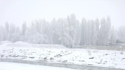 Ağrı’da soğuklar nehir ve dereleri dondurdu