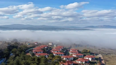 Kastamonu’da etkili olan sis dronla görüntülendi