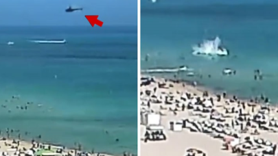 Miami'de sahile helikopter düştü; 2 kişi yaralandı