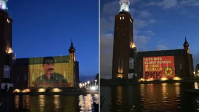 İsveç'te PKK sembolleri ve Öcalan fotoğrafı belediye binasına yansıtıldı