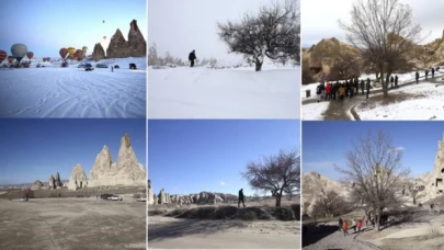 Belirli zaman aralığında çekilen fotoğraflar, Kapadokya'da kuraklığı gözler önüne serdi