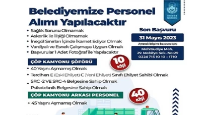 İnegöl Belediyesi 50 Personel Alacak