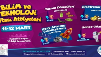 Kayseri Bilim merkezinde atölye için kayıt zamanı