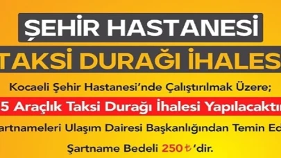 Kocaeli  Şehir Hastanesi’ne taksi durağı ihalesi