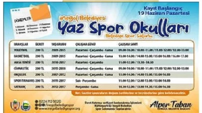 Yaz Spor Okulları Kayıtları Başlıyor