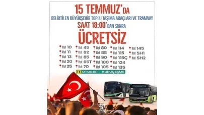 Kocaeli Büyükşehir’den 15 Temmuz’da ücretsiz ulaşım hizmeti