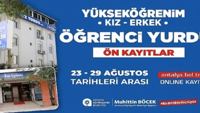 Antalya Büyükşehir Belediyesi Yükseköğrenim Yurtları için ön kayıtlar başladı