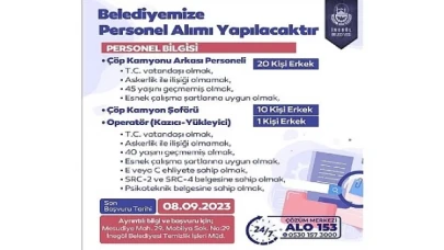 İnegöl Belediyesi 31 Personel Alacak