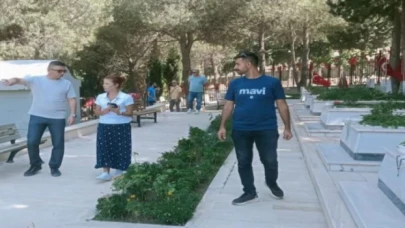 Manisa’da yangında zarar gören mezarlığa inceleme