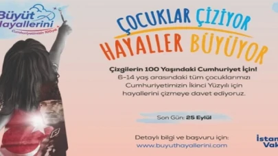 İstanbul’da çocuklar Cumhuriyet için çiziyor