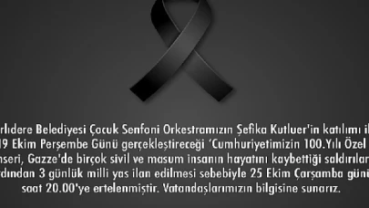 Narlıdere Belediyesi Çocuk Senfoni Orkestrası Cumhuriyetimizin 100.Yılı Özel Konseri 25 Ekim Çarşamba Günü’ne Ertelendi