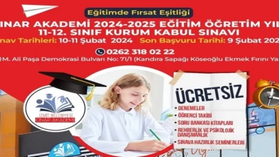 İzmit Çınar Akademi kabul sınavı yapacak