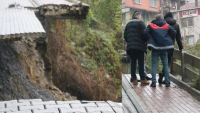 Zonguldak'ta hastaneye giden yol, heyelan nedeniyle çöktü